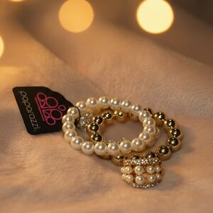 Paparazzi Gold and Cream Pearl Bracelet Duo
